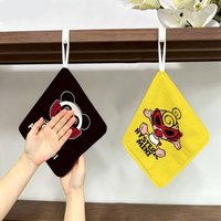 Japan Brand H-Hysteric M-Mini Logo Polyester Cotton Hand Wiping Towel, Anti-shrink Hanging Kitchen Cloth for Household Cleaning