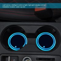 LED Car Cup Holder 7 Color Anti Slip Coaster Changing Lights Decorative Ambient Pads USB Charging Lighting Glowing Coaster