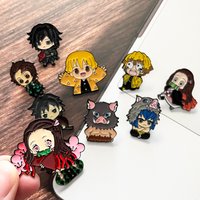 5 Pcs Demon Slayer Kamado Tanjiro Anime Cosplay Brooch Cute Character Pins Clothing Backpack Lapel Badges Jewelry Accessories