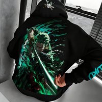 ONE PIECE Anime Autumn/Winter Hoodie Men's and Women's New Roronoa Zoro Printed Street Hip Hop Trendy Casual Parent Child Top