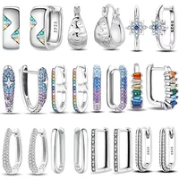 Rainbow Starburst Hoop Earring Original Silver Plated Woman's Earring Valentine Anniversary Earrings Jewelry Fine Gift Accessory