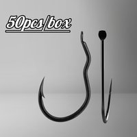 50pcs Short-Handled Curved-Mouth Automatic Flipping Fish Hooks, Sea Fishing Hooks, Crank Fish Hooks, Carp Fish Hooks, Grass Carp
