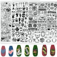 1PCS Halloween Nail Stamping Plates Flower Characters Template Stencils Nail Art Stamp Image Plate Manicure Nail Print Tools