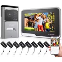 TMEZON M730+E10 WLAN-Video-Türsprechanlage, 2-Draht-Intercom-System mit 7-Zoll-Touchscreen, 1080P, Entsperrung per App/Karte, Bewegungserkennung