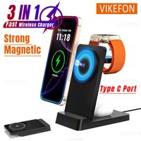 2 in 1/3 in1 Magnetic Wireless Charger Desktop Phone Fast Charge Dock For Magsafe iPhone 16-12 Airpods Pro2 Apple Watch 10/9/8/7
