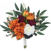 Bridal Wedding Bouquets Roses Artificial Flowers Bouquets Fall Wedding Decor Bride Burnt Orange Bridal Bouquet For Wedding