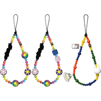 Colorful Flower Rabbit Beads Universal Phone Straps Short Lanyard Phone Hanging Chain