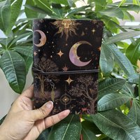 Vintage Sun Moon Star Traveler's Notebook, Refillable A6 Leather Journal, Retro Witchy Diary for Scrapbooking, School & Gift