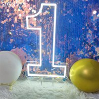 Numbers Neon Sign Birthday Acrylic Lights 0 to 9 with Switch for Anniversary Wedding Party Business Beauty Salon Wall Decor 40cm