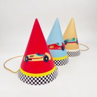 6pcs DIY Racing Car Paper Hat With Elastic Band Gift For Kids Party Decoration