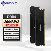 SOYO High Speed DDR4 2666MHz 8GB 16GB Desktop PC RAM Module, PC4-21300 1.2V CL20 288-Pin Non-ECC Unbuffered DIMM for Intel AMD