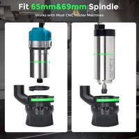 65mm & 69mm Diameter Dust Shoe for CNC Router Machine, Compatible, Dual Brush Lengths, Hose Diameter 38mm (1.5inch)-A27R