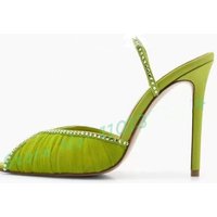 Stiletto High Heels Pointed Peep Toe Sandals Women's Shoes Mesh Sand Water Diamond Hollow V-Mouth Thin Heels Dress Shoes Size 42