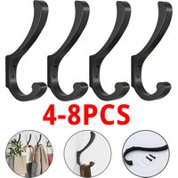 Heavy Duty Metal Dual Hooks with Screw Non-slip Coat Clothes Hanger Key Holder Wall-Mounted Hanging Hook For Garage Storage