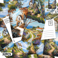 32pcs, Seaside Cottage postcards, indoor bedroom decoration, wall stickers,message cards, greeting cards,commemorative postcards