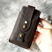 New Genuine Leather Men's Fanny Pack Vintage Tactical Waist Pack Versatile Key Wallet Sports Phone Waist Bags for 6.8 Inch Phone