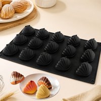 A 15-Cavity Shell-Shaped Madeleine Silicone Mold, French Dessert Mousse Cake Mold, High-Temperature Resistant and Easy-To-Release Baking Tool