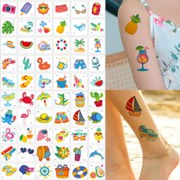30pcs Cute Temporary Tattoo Stickers for Women Men Watermelon Fruit Beach Osean Theme Fake Tattoo for Summer Holiday Body Decor