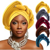 New African Headtie Nigerian Auto Gele Turban Caps Muslim Hijab Cap Female Head Wraps Already Made Wedding Geles Party Headwear