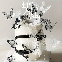 6pcs Butterfly Birthday Cake Top Hat Beautiful Cup Decoration