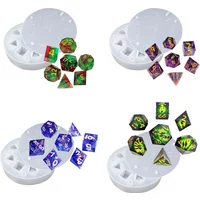 DIY Polyhedron Dice 7 Piece Board Game Crystal Epoxy Hexagonal Dice Jewelry Storage Box Silicone Mold