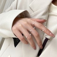 925 Sterling Silver Open Pearl Smile Stackable Finger Ring Simple Fashion Cute Adjustable For Female Jewelry Wholesale