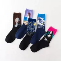 Hot Starry Night Autumn Winter Retro Women Personality Art Van Gogh Mural World Famous Painting Male Socks Oil Funny Happy Socks image 4