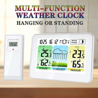 NEW Smart Color Display Weather Forecast USB Thermometers Humidity Trend Monitor Time Calendar Alarm Clock Moon Phase Sensor