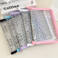 SKYSONIC A5 Laser Stars Ring Maccaron Metal Zipper Cover, 10pcs 1/2/4 Gird Sleeves Bags, DIY Collect Book Set