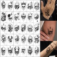 30pcs Men's Temporary Tattoos Skull Tattoo Stickers Fake Tattoo for Women Skeleton Waterproof Tattoo Halloween Body Makeup