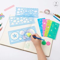 7/1Pc Geometric drawing measuring ruler hollow formwork ruler PVC Measuring Template Rulers Building Drawing Drafting Stencils