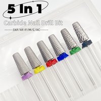 New 5 in 1 Tungsten Steel Nail Milling Bits, 2.35mm Shank, Multi-Functional Carbide for Long-Term Gel Removal Nail Art Tool File