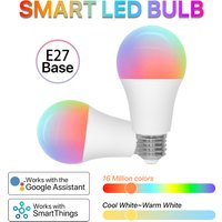 2PCS Tuya Smart LED Bulb E27 9W 900lm RGBCW Color Changing AC220V Bluetooth WiFi Alexa/Google Home Compatible Screw Light Bulbs