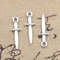 50pcs Charms Sword 24x7mm Antique Silver Color Pendants DIY Crafts Making Findings Handmade Tibetan Jewelry