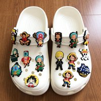 12/15pcs One Piece Shoe Charms Buckle Cartoon Anime Luffy Sandals Clogs Garden Shoes Decoration Birthday Gift
