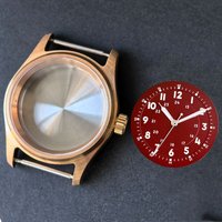 36mm Pilot Style Solid Cusn8 Bronze Watch Case For NH35 ETA2824 PT5000 Miyota 8215 Sapphire Glass 200m Waterproof Diver Case