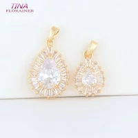 14K Gold Color Brass with Zircon Drop Charms Pendants Necklace Earrings Jewelry Making Supplies Accessories