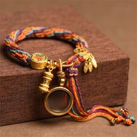 Tibetan Style Hand Woven Prayer Bracelet Mini Tibetan Buddhist Mantra Hand Prayer Wheel Bracelets Thangka Meditation Jewelry