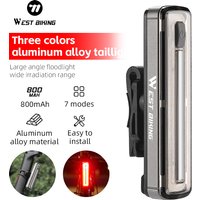 WEST BIKING Colorful Bicycle Taillight Aluminum Alloy USB Rechargeable LED Light Bar Portable Helmet Rear Light Bike Accessories