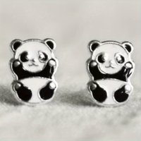 Minimalist Silver Color Panda Stud Earrings Woman Geometry Party Daily Wear