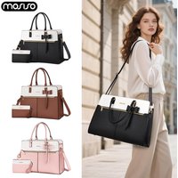 Laptop Bag 15 15.6 16 inch Waterproof PU Leather Women's Tote Bag for MacBook HP Dell Notebook Handbag Shoulder Computer Bags