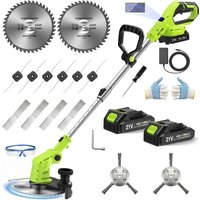 VOERJIA Cordless Strimmer Lightweight 850W with LCD Battery Display, Grass Trimmer and Brush Cutter with 2 x 2.0Ah Battery and C