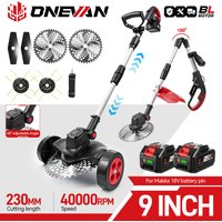ONEVAN 40000RPM 9-Zoll Bürstenloser Elektrischer Rasenmäher Kabelloser Grasschneider Gartenwerkzeug für Makita 18V Akku
