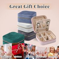 Velvet Travel Jewelry Box, Mini Travel Jewelry Case, Small Portable Travel Jewelry Organizer Box with Mirror for Earrings