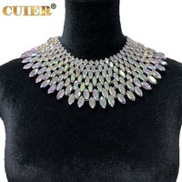 CUIER Elegant 7-Layers Stack Gradient Overlay Necklaces for Women Stunning Glass Gemstone Wedding Jewelry