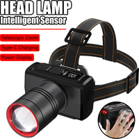 KDULIT Induction LED Headlamp USB Rechargeable Zoomable Lamp Powerful Head Light for Outdoor Night Fishing Hunting Emergency