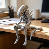 Sci-Fi Horror Alien Monster Sculpture 3D Printed Sitting Figurine Gothic Desktop Ornament Creative Collectible Decoration & Gift