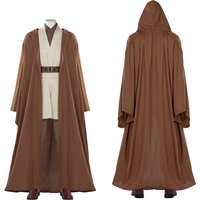 Jedi Knight Obi-Wan Kenobi Cosplay Costume Battle Suit Cloak Full Set Disguise Outfits Halloween Carnvial Party Roleplay Uniform