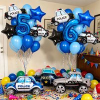 Police Car Foil Balloons Set Large Standing Police Car Aluminum Balloons Gift Police Theme Birthday Party Baby Shower Decor
