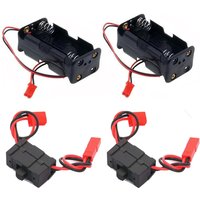 2Set On/Off Power Switch Battery Receiver & 4 Cell AA Battery Container with JST Plug for Redcat Traxxas1/10 RC Power Car Truck